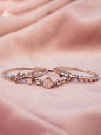 3Pcs Vintage Butterfly Pattern Diamond Ring Set Everyday Commuter Party Match