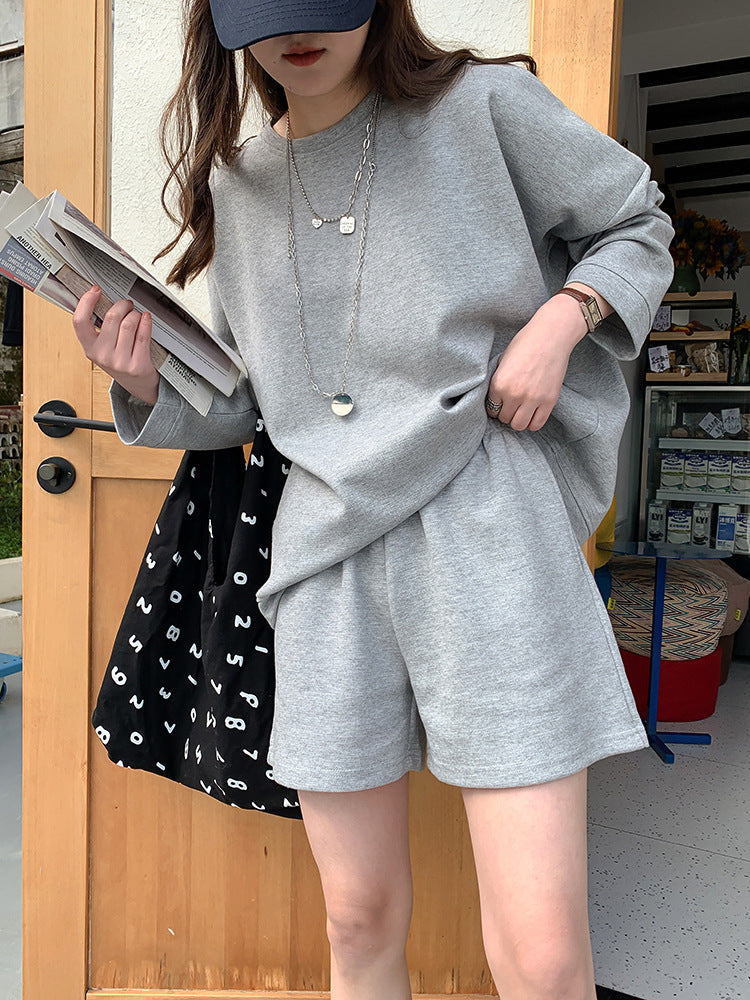 2022 New Women Spring Autumn Hoodie Mini Shorts Good Quality Cotton Material Two Pieces Sets Ladies Outfits Fashion Clothes