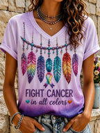 Women's Breast Cancer Awareness Print Casual T-shirt