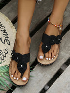 Vintage Rhinestone Floral Wedge Flip-Flops