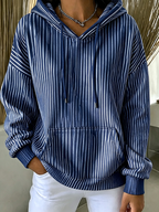 Women'S Casual Striped Hooded Printed Sportswear