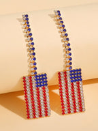 Independence Day Flag Rhinestone Earrings