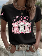 Women'S Breast Cancer Awareness Print Casual T-Shirt