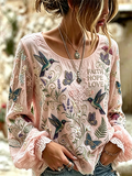 Women's Faith Printed Long Sleved Round Neck T-shirt
