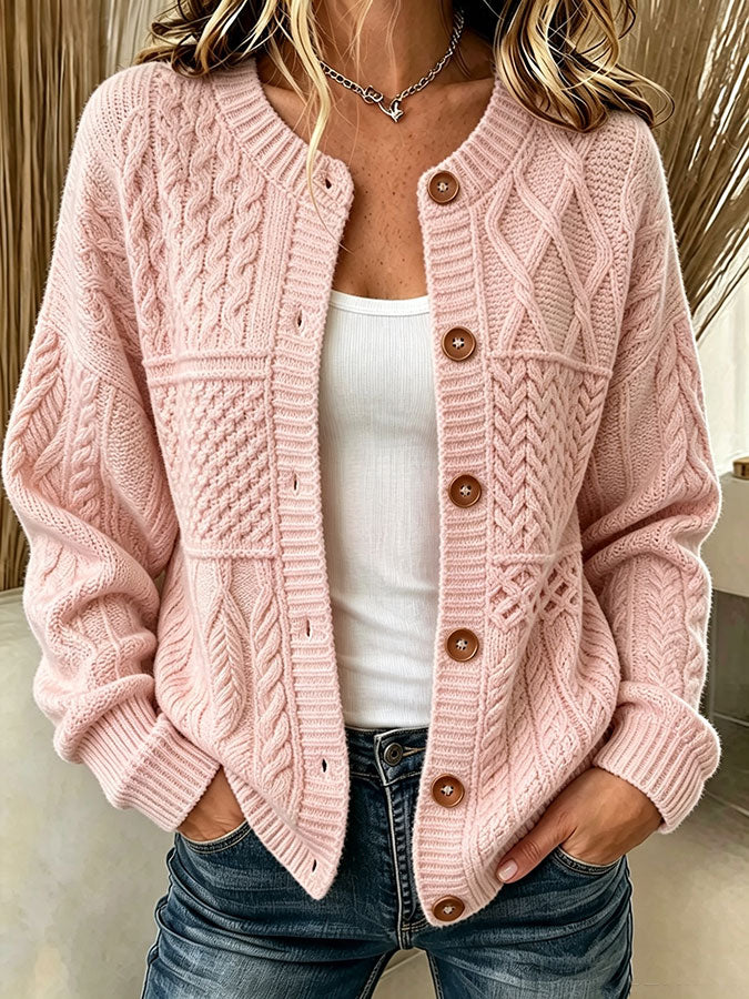 Women'S Textured Printed Knitted Cardigan Top
