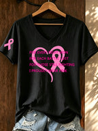 Women'S Pink Ribbon Printed T-Shirt