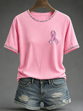 Women's Breast Cancer Awareness Printed Casual T-Shirt