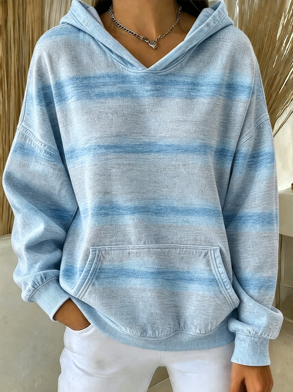 Women'S Breast Cancer Awareness Print Long Sleeve Hooded Sweatshirt