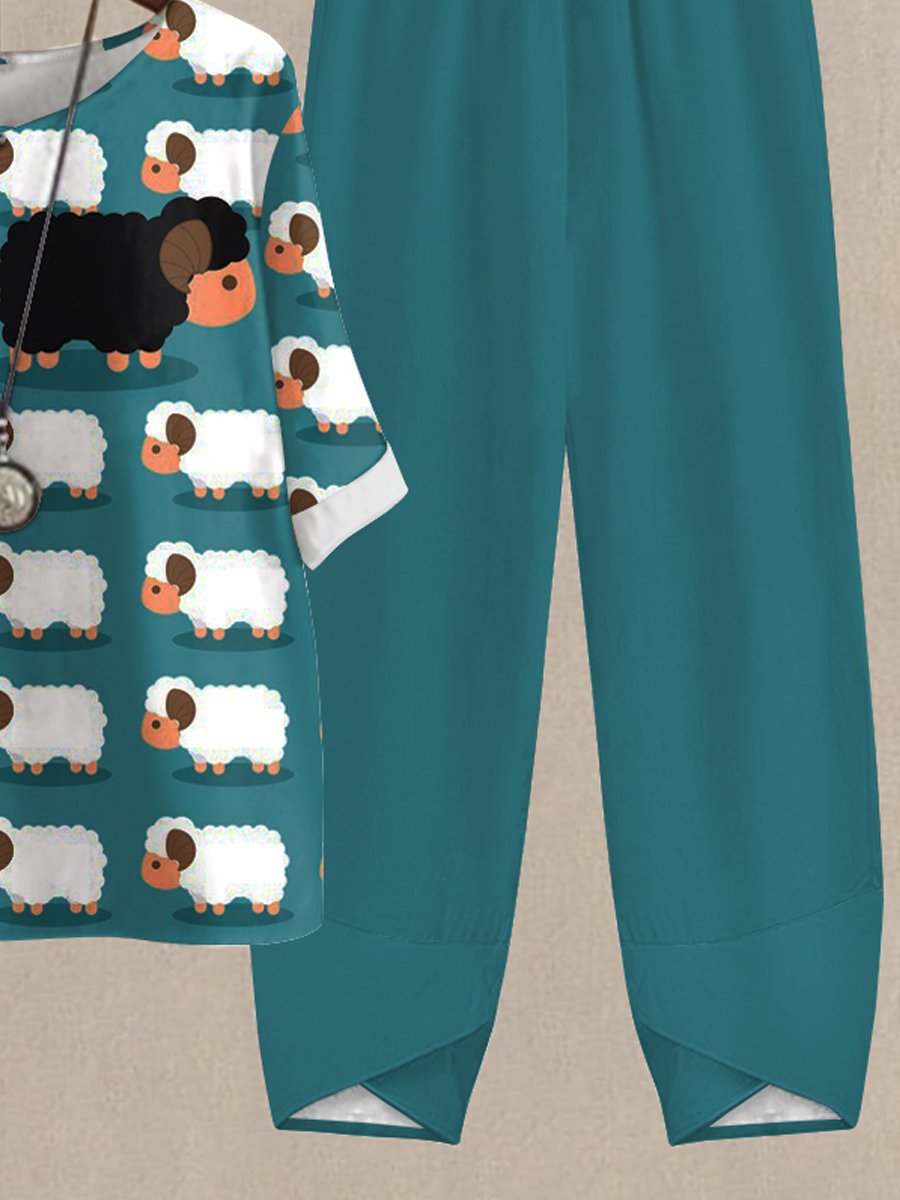 Black Leader Sheep Casual Two Piece Set