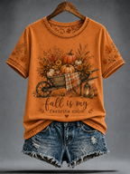 Women's fall is my favorite color Peinted short-sleeved T-shirt
