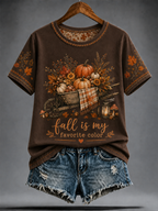 Women's fall is my favorite color Peinted short-sleeved T-shirt