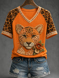 Women's Autumn Leopard Print T-shirt