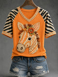 Women's Autumn Zebra Print T-shirt
