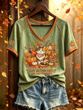 Women's autumn animal element pattern printed casual short sleeve T-shirt