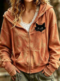 Women's Cute Cat Zip-Up Hoodie