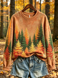 Women's autumn theme pattern printed casual sweatshirt