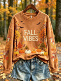 Women's autumn theme pattern printed casual sweatshirt