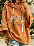 Women's autumn theme pattern printed casual hoodie
