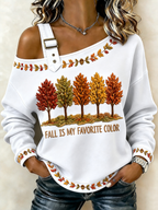 Women's Fall Is My Favorite Color Casual Off-Shoulder Sweatshirt