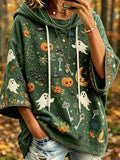 Women's Autumn Halloween Element Pattern Printed Casual Hoodie