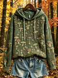 Women's autumn forest mushroom pattern printed casual hoodie