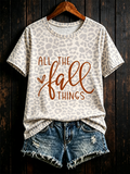 Women's All the FALL THINGS Printed short-sleeved T-shirt