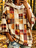 Women's autumn pattern printed color-blocked design casual hoodie