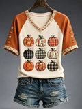 Women's Pumpkin Flowers V-neck T-shirt