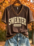 Women's Fall Sweater Weather Print short-sleeved T-shirt