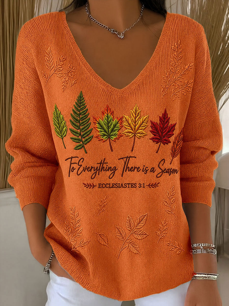 Women’s For Everything There Is A Season V-Neck Ribbed Top