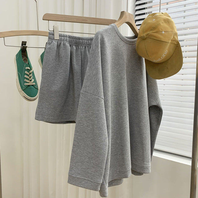 2022 New Women Spring Autumn Hoodie Mini Shorts Good Quality Cotton Material Two Pieces Sets Ladies Outfits Fashion Clothes