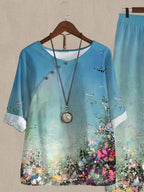 Bloom Painting Print Casual Two Piece