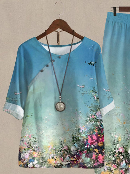 Bloom Painting Print Casual Two Piece