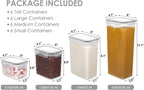 24 pcs Plastic Kitchen and Pantry Organization Canisters for Cereal, Dry Food, Flour and Sugar