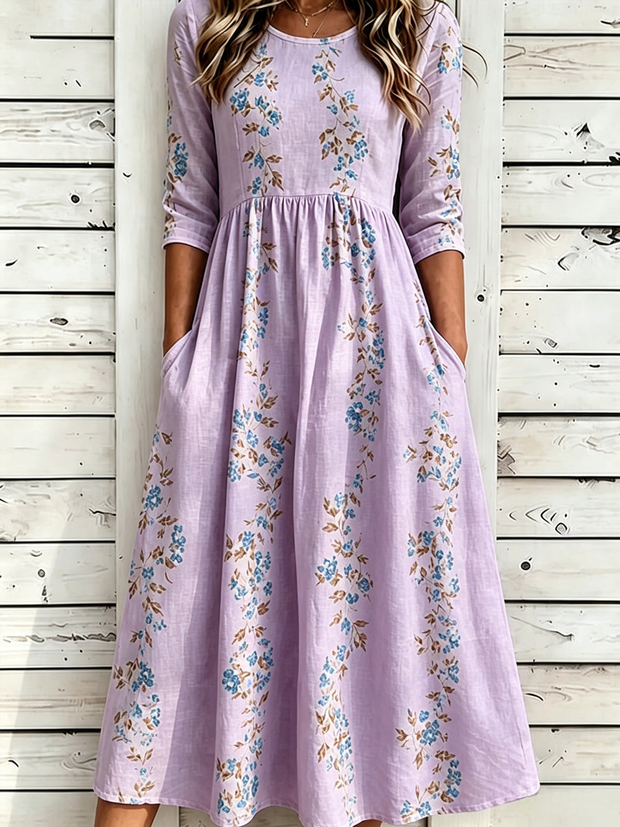 Women's Casual Plant Print Maxi Dress