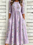 Women's Casual Plant Print Maxi Dress