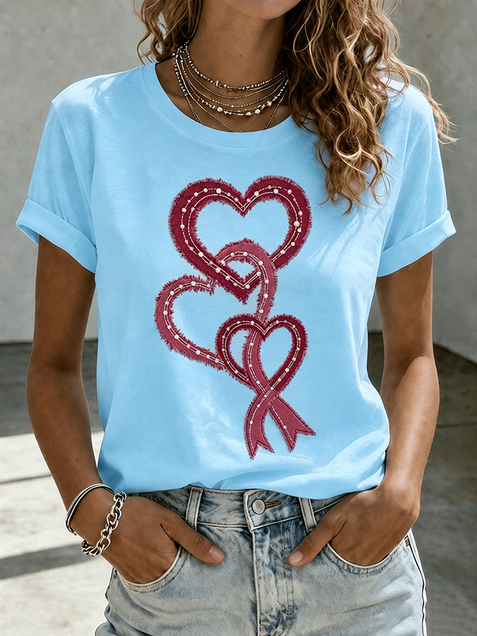 Women'S Love Ribbon Breast Cancer Promotion T-Shirt