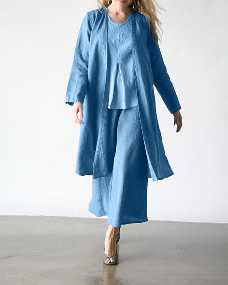 Casual Style Simple Color Loose Three-Piece Suit