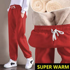 Women Warm Fleece Cotton Round Neck Solid Joggers Sweatpants (SIZE:S-5XL)