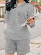 Solid Color Short Pants Casual Two-piece Suits