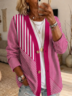 Women'S Casual Pink gradient Cardigan Top