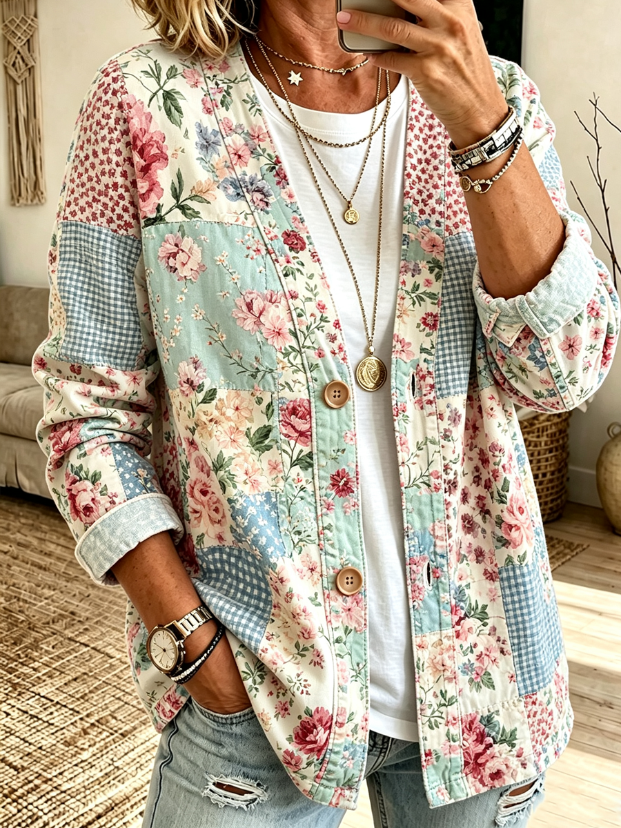 Women's printed casual cardigan