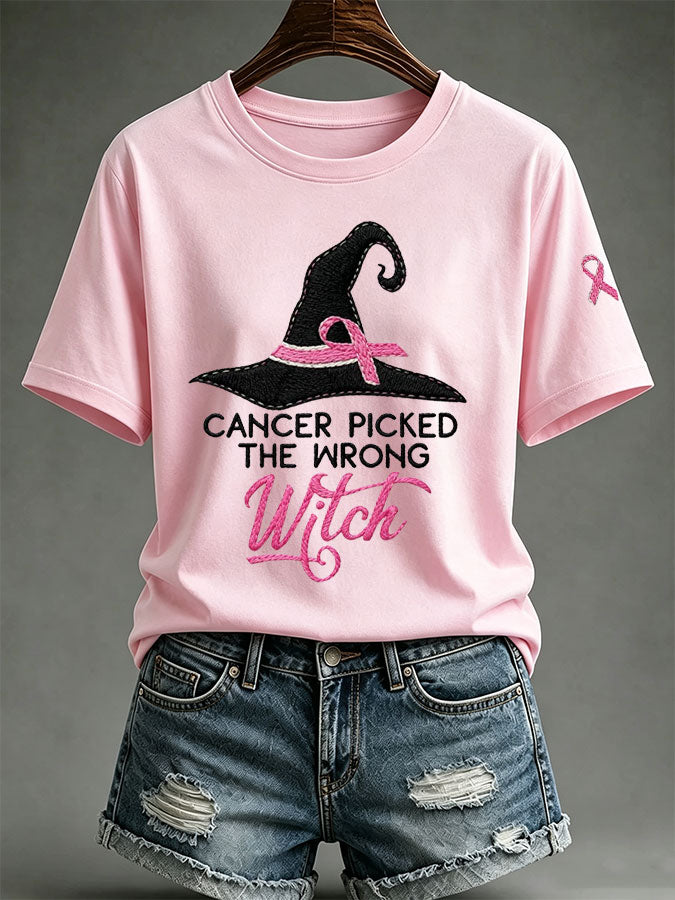 Women'S Pink Art Printed Casual T-Shirt