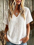 Women'S Cotton And Linen Floral Faith Casual Top