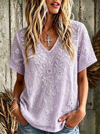Women'S Cotton And Linen Floral Faith Casual Top