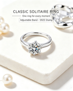 Classic six-prong solitaire diamond engagement ring