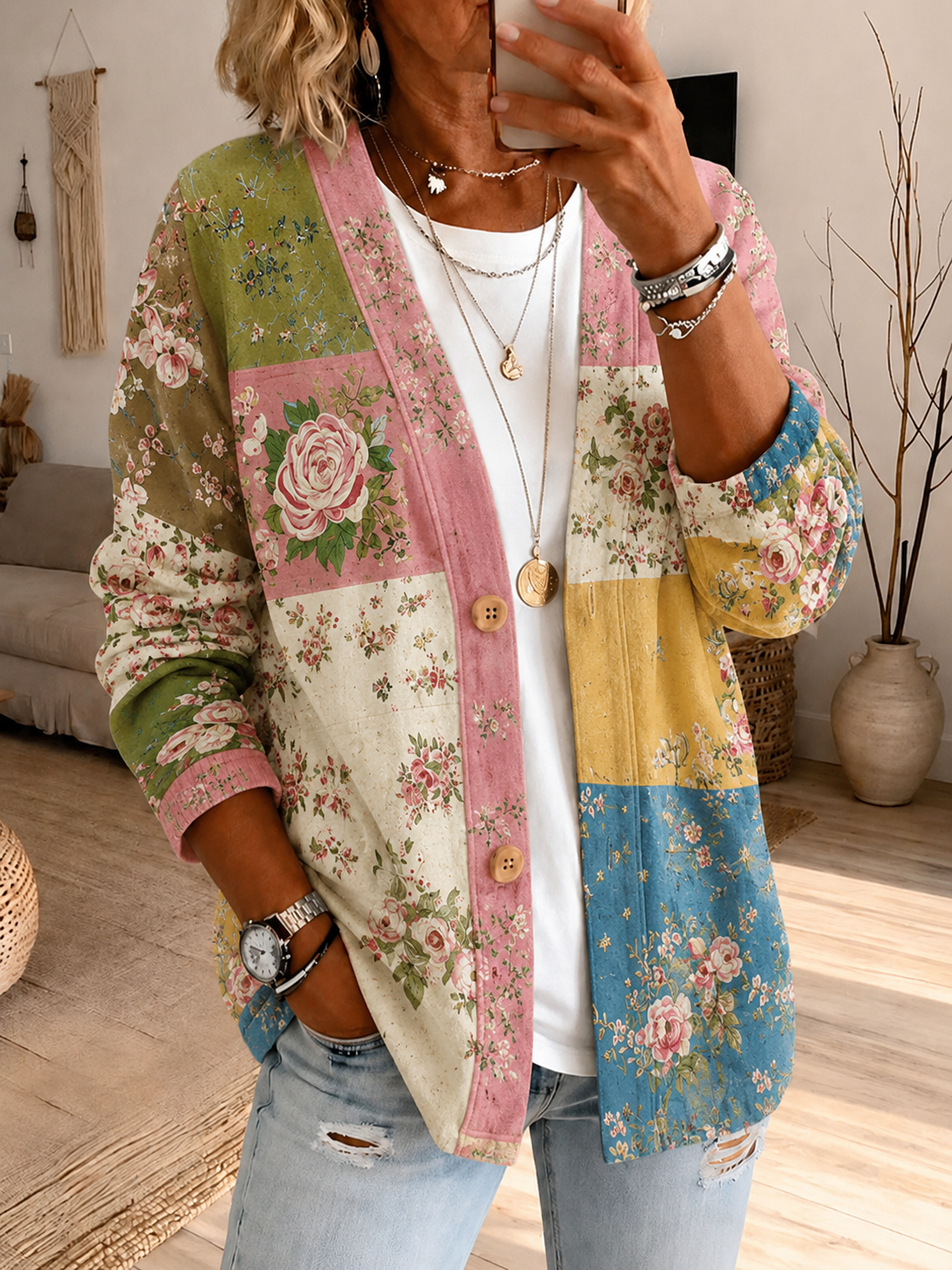 Women'S Leisure Breast Cancer Promotion Month Knitting Cardigan