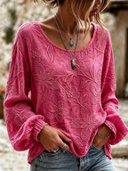Women'S Plant Flower Printed Cotton And Linen Shirt