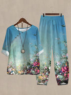 Bloom Painting Print Casual Two Piece