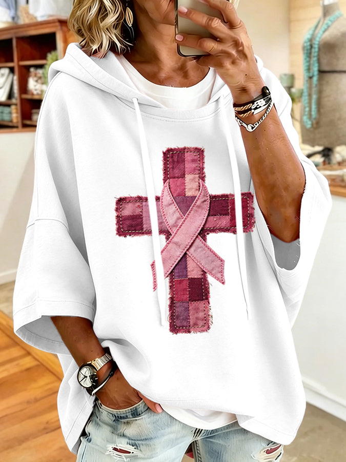 Women'S Vintage Pink Art Print Hoodie